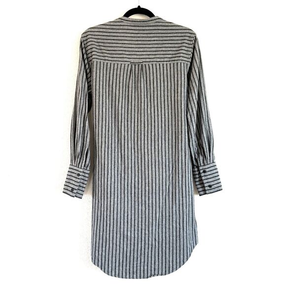 DEREK LAM 10 CROSBY Striped Tie Waist Mini Shirt Dress Long Slv Grey $395 - Picture 3 of 13